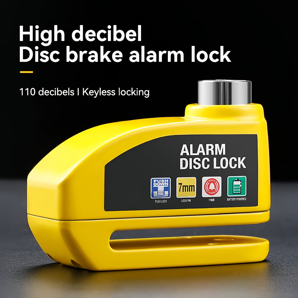 Disc Brake Lock for Motorcycles with an Alarm, Designed to Prevent Theft. It Features a 110Db Alarm And Is Suitable for Light Motorcycles, Bicycles, And Scooters