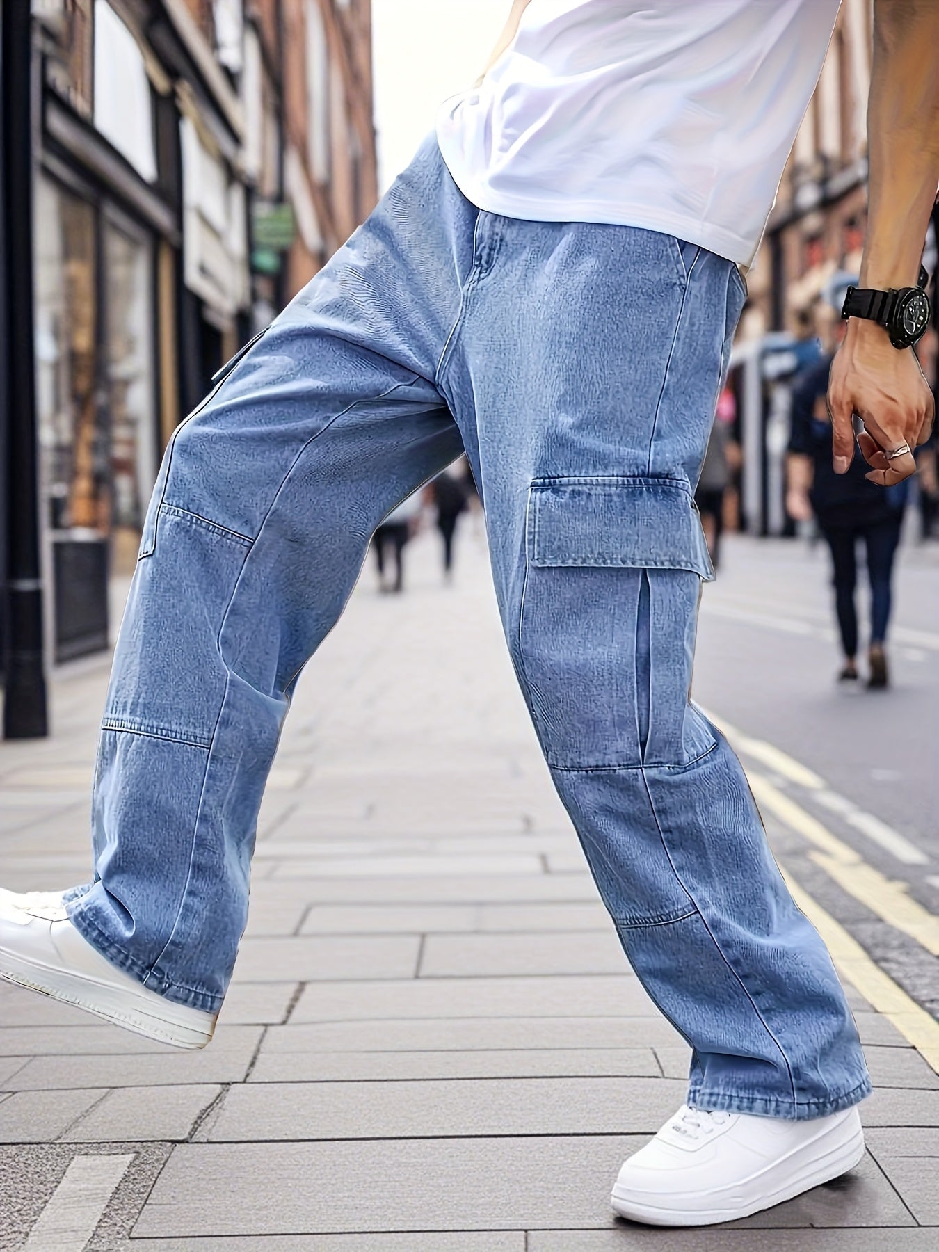 Men's Cargo Pants - Pocket Detail Wide Leg
