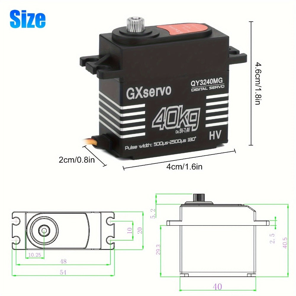 High Torque Digital Servo 88.18LB 180° Metal Gear – 25T Servo Arm for 1/8 1/10 RC Cars Trucks Crawlers & Robots, Precision Steering Upgrade, RC Enthusiast Replacement Part & Robotics Accessory