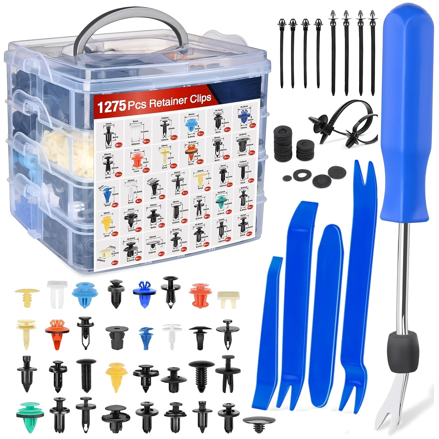 115pcs 925pcs 928pcs 1275pcs Car Body Universal Fasteners, Snap Rivets, Wing Expansion Screws, Willow Nails, Car Accessories Kit
