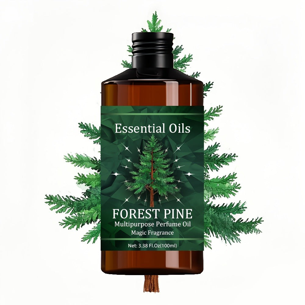 Forest Pine Essential Oil with Glycerin & Jojoba 100ml 3.38oz – 100% Pure Natural Therapeutic Grade for Skin Care, Hair Growth, Nail Strengthening, Body Massage & Aromatherapy, Wellness Gift for Women Men