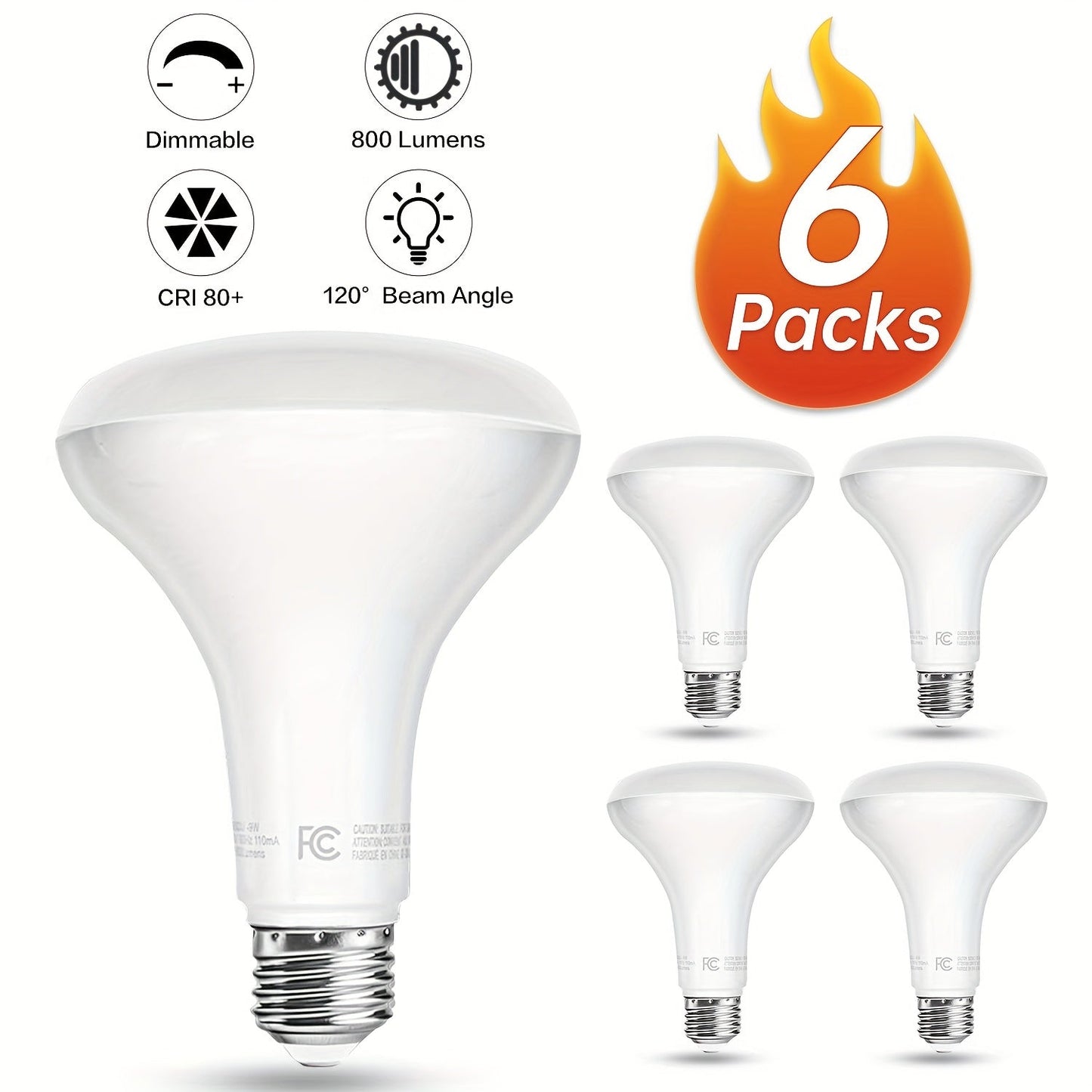 BR30 LED Flood Light Bulbs 12W 800 Lumens 5000K Daylight White Non-Dimmable – 25000 Hour Lifespan E26 Base Recessed Lighting Bulbs for Indoor Ceiling Can Lights, 6 Pack 12 Pack 24 Pack