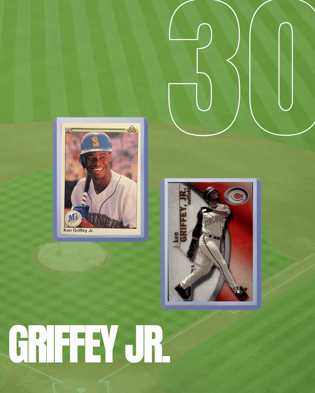 Ken Griffey Jr Baseball Cards 5-Card Assorted Lot – Topps Panini Fleer Donruss MLB Trading Cards | Multi-Year Variety Bundle | Collector Gift for Baseball Fans Kids & Adults