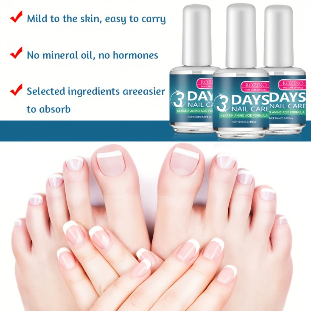 Keratin Nail Strengthening Oil 3-Pack — 3-Day Visible Results Quick-Drying Moisturizing Nail Care Oil, Prevents Peeling Breakage & Delamination, Enhances Nail Gloss for Brittle Fragile Soft Nails Women