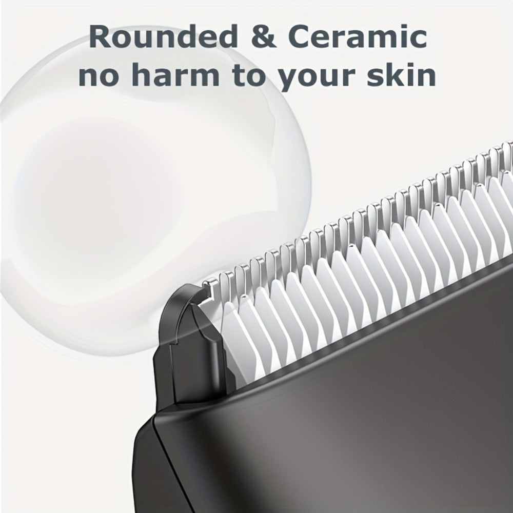 Groin Trimmer Men IPX7 Waterproof Ceramic Blade Electric Body Shaver – LCD Battery Display & Replaceable Head, Wet Dry Safe Ball Trimmer Grooming Kit for Sensitive Areas Pubic Hair Manscaping