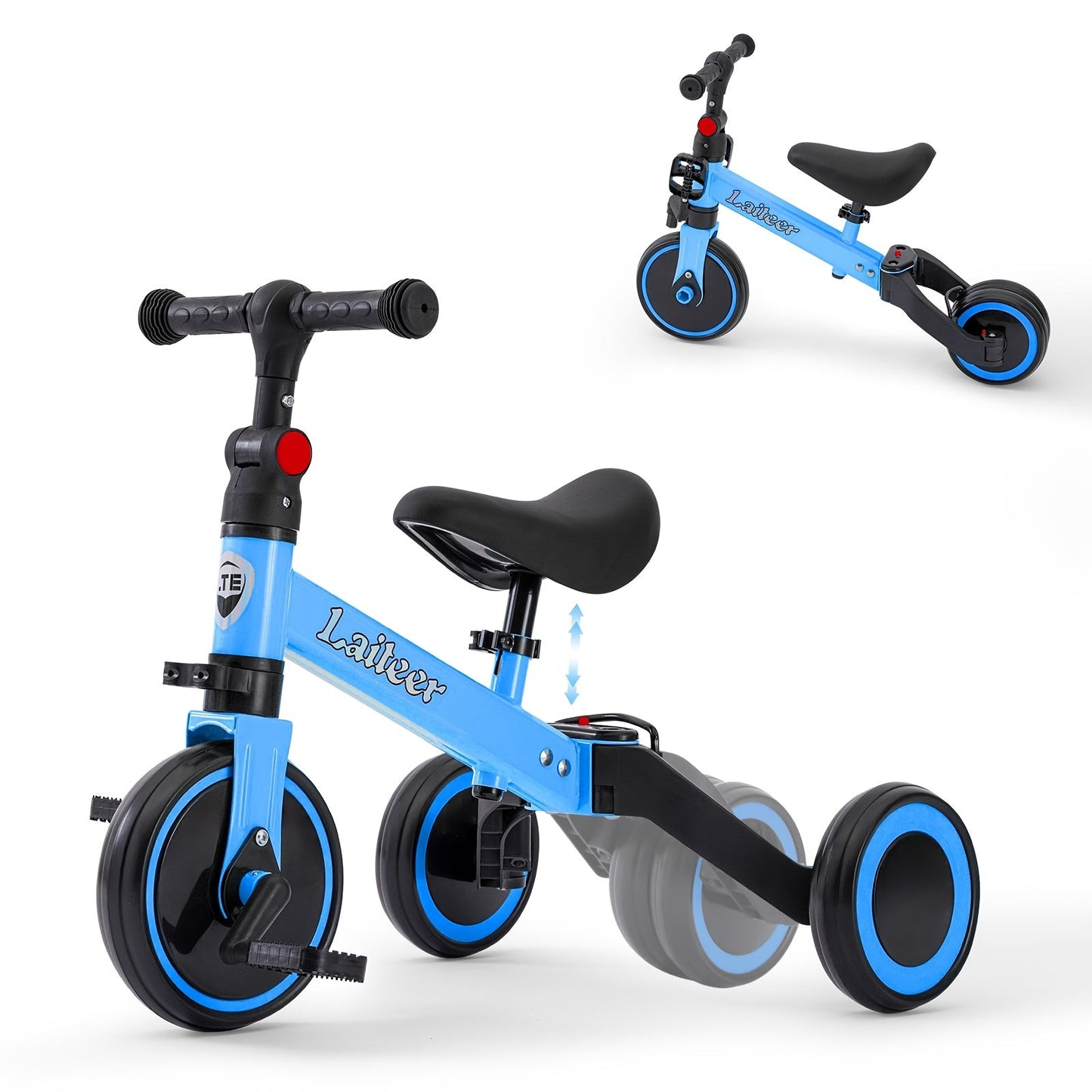 3-in-1 Toddler Balance Bike Convertible Tricycle for Kids Ages 2-5 Adjustable Foldable Rear Wheels Removable Pedals Trike Balance Bike Combo Birthday Gift Boys Girls