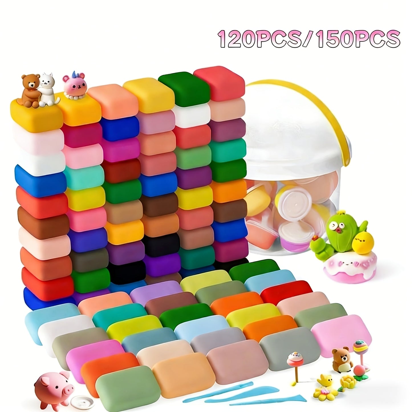 Air Dry Clay Set for Kids 120/150 Pieces – 36 Metallic Colors Ultra Light Modeling Clay, No-Bake Quick Dry DIY Sculpting Art Craft Kit for Boys Girls Ages 3-8