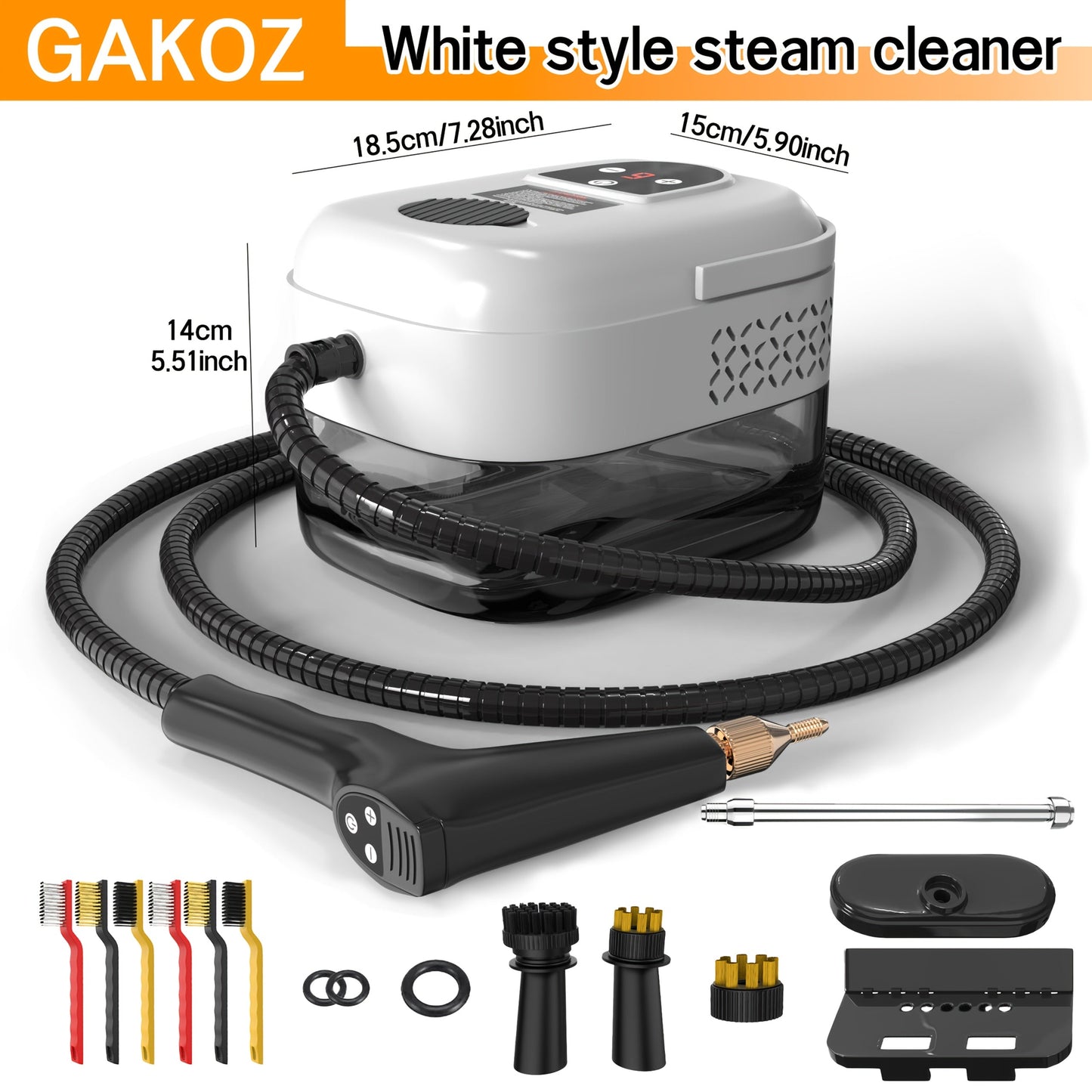 High Temperature Pressurized Steam Cleaner Handheld Portable Steam Cleaning Machine Set with Brush Heads & Glass Scraper - Multi-Surface for Kitchen, Bathroom, Furniture, Car & Tile Grout, Multiple Colors
