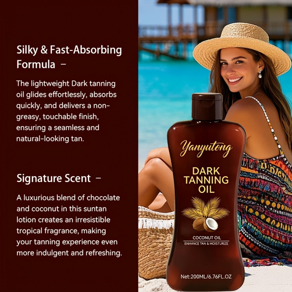 Sun Tanning Oil 200ml - Deep Golden Tan Accelerator Body Oil for Beach & Outdoor, Moisturizing & Nourishing Summer Skin Care for All Skin Types, Men & Women