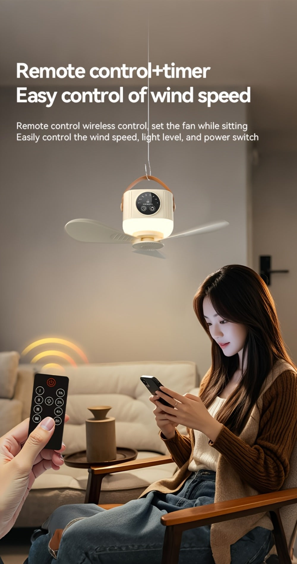 Camping Fan with Light & USB Rechargeable | Portable Outdoor Tent Fan with Tripod Stand, Detachable Blades, Adjustable Speed & Brightness for Camping, Bedroom, Dormitory & Travel Use – Silent Operation
