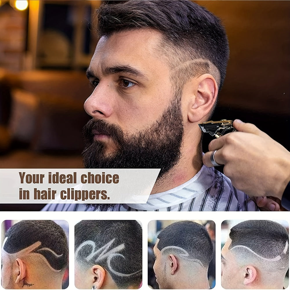 Cordless Hair Clipper for Men with LCD Screen – Electric Beard Trimmer & T-Blade Hair Cutting Kit, USB Rechargeable Grooming Clipper for Fade, Neckline, Body Hair & Beard Shaping at Home