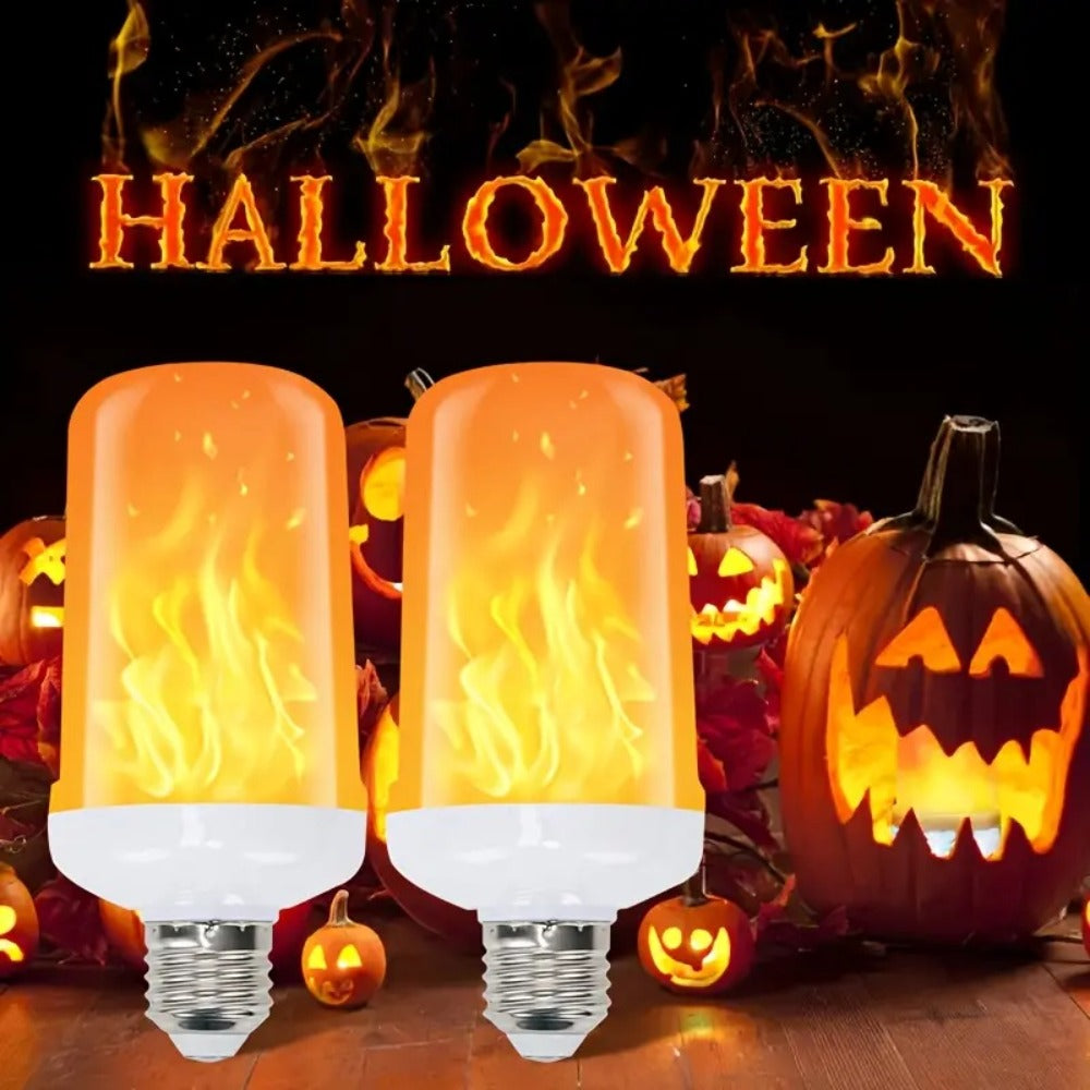 Flame Effect Light Bulb E26 Gravity Flicker 51 LEDs 3W with 4 Modes – Fire Effect Flickering Bulb for Christmas Halloween Indoor Fireplace Decor Atmosphere Lighting, Yellow, 2-Pack