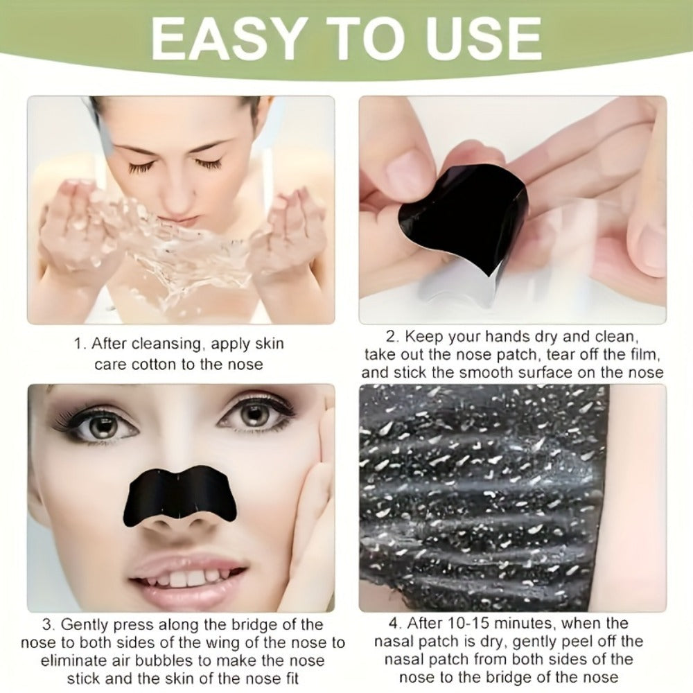 Charcoal Nose Strips 100pcs – Deep Pore Cleansing Blackhead Remover Strips for Nose, Charcoal-Infused Pore Strips for All Skin Types Unisex, Blackhead Peel Off Strips for Clear Smooth Skin