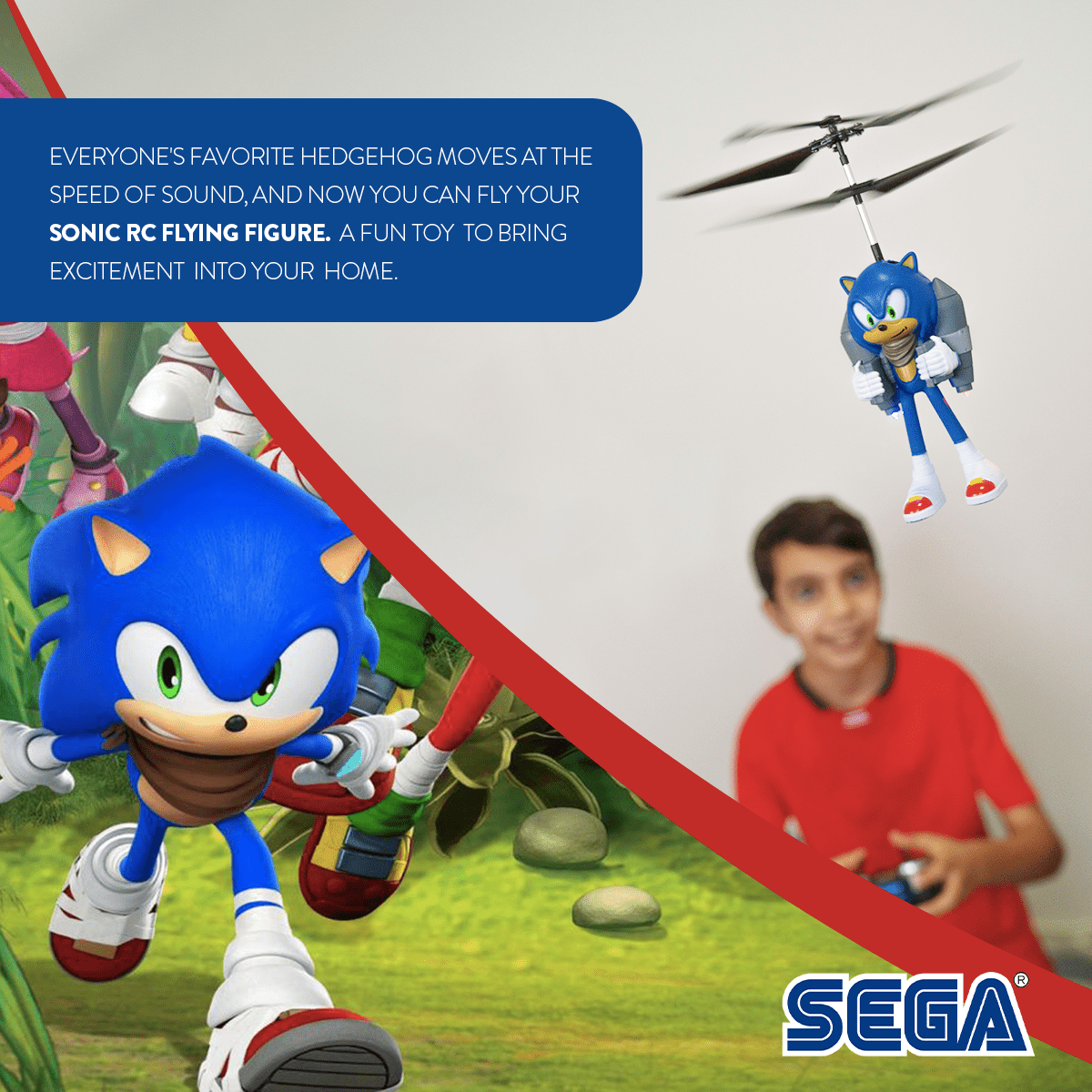 Sonic the Hedgehog 2.5CH IR Jetpack Flying Figure Helicopter – Remote Control Indoor Flying Toy for Kids Boys Sonic Fans – Birthday Christmas Gift Ages 6 7 8 9 10+
