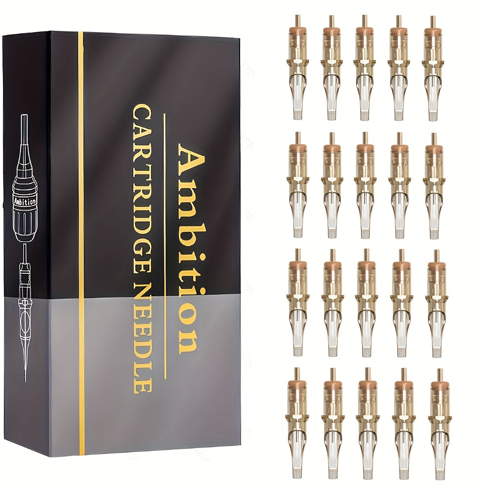 Ambition Tattoo Cartridge Needles 20pcs Professional RL RS RM Sizes with Safety Membrane – Disposable Sterilized Cartridges for Tattoo Machine PMU & SMP Artists