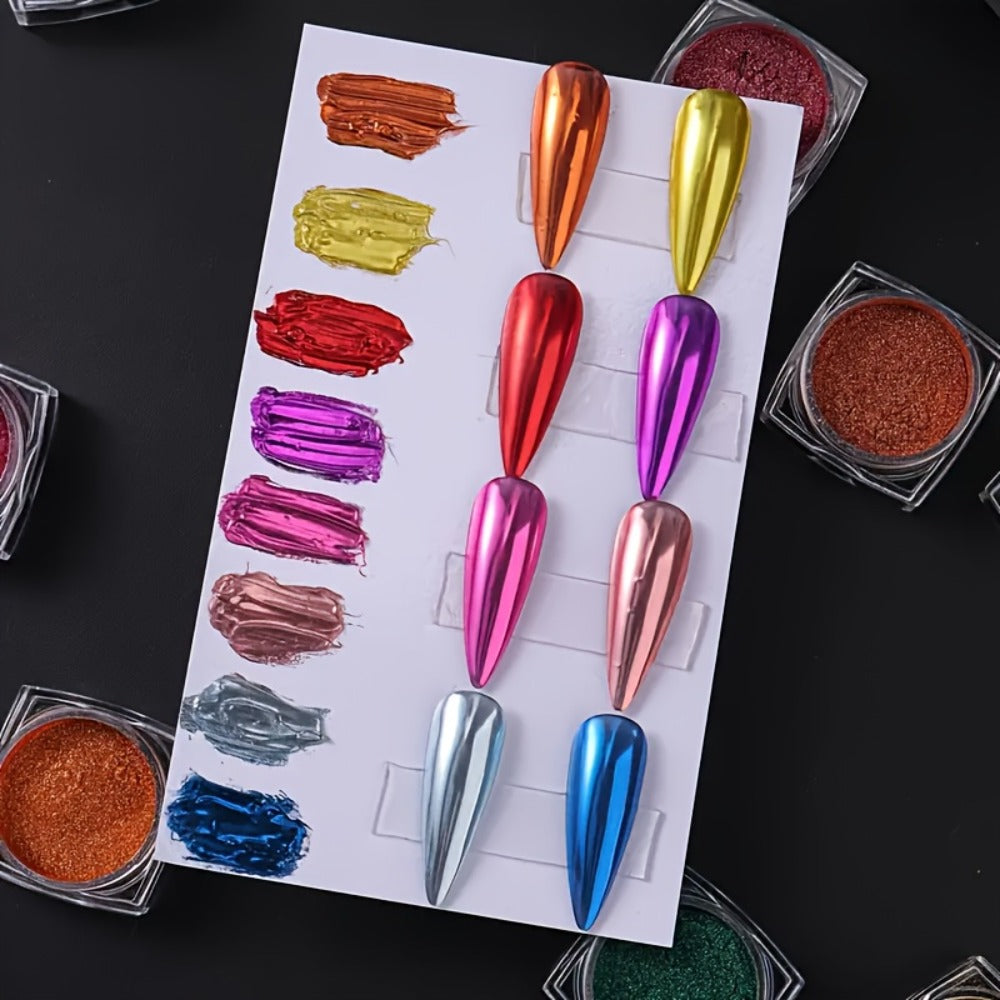 Chrome Holographic Nail Powder Set 36 Colors – Mirror Chrome Glitter Pigment Dust Kit for Gel Nails Acrylic Manicure DIY Nail Art Decoration