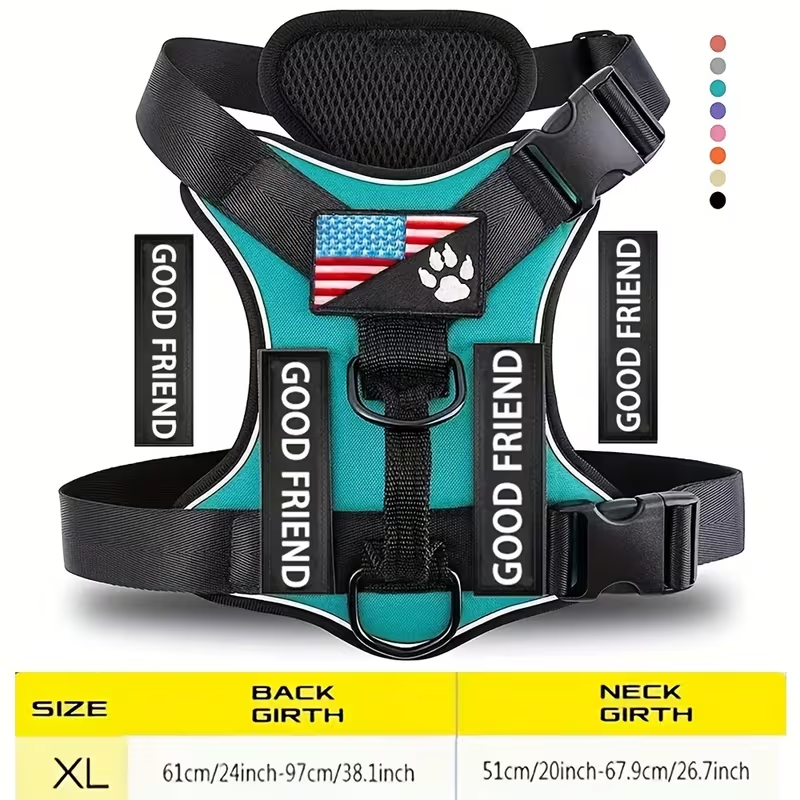 Service Dog Harness with 5 Patches – Reflective Adjustable Oxford Vest with Inner Mesh Layer, Service Dog ID System for Small Medium Large Dogs, XS–XL, 5 Colors