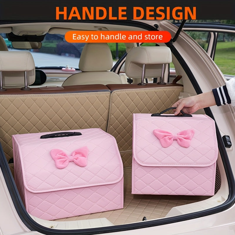 Car Interior Additions - Faux Leather Car Trunk Storage Box, Foldable Vehicle Organizer (Car Additions And Car Additions for Women): Multifunctional, Space-Saving, Fit Daily Use And Road Trips, Ideal for Women Drivers And Car Owners
