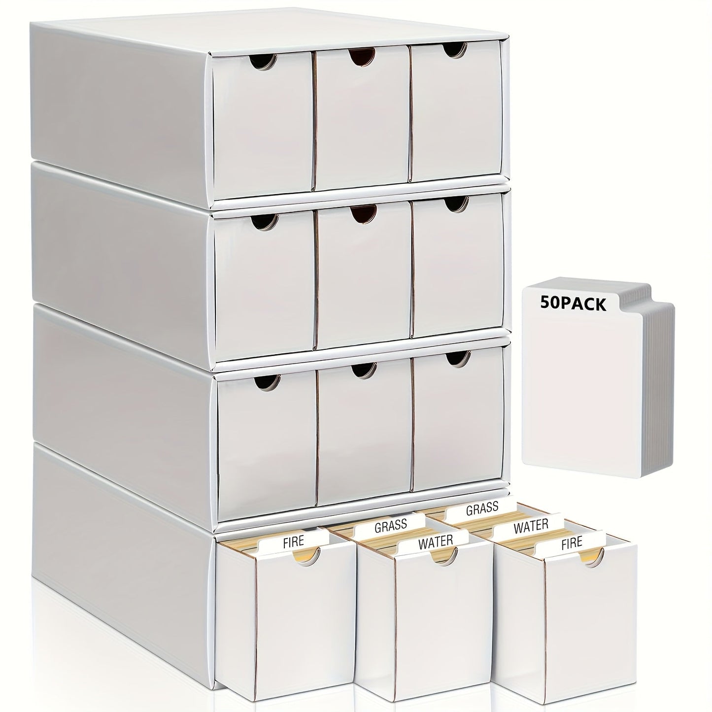 Trading Card Storage Box 12 Drawer with 50 Dividers – Large Cardboard Card Organizer for Sports Cards Baseball Pokemon TCG Playing Cards Collector Gift