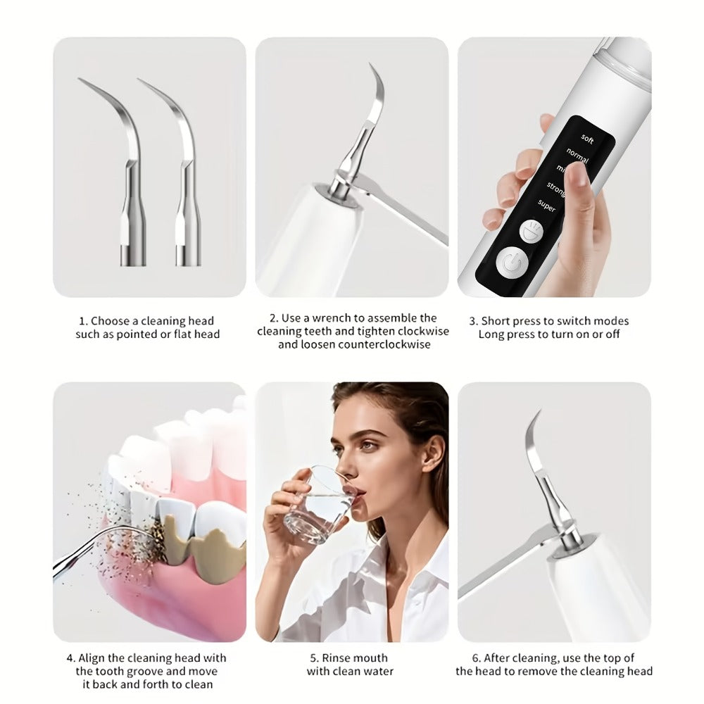 Interdental Cleaner Rechargeable USB Oral Irrigator – 5-Speed Settings, LED Light, Portable Water Flosser for Plaque Removal, Braces, Bridges & Hard-to-Reach Areas
