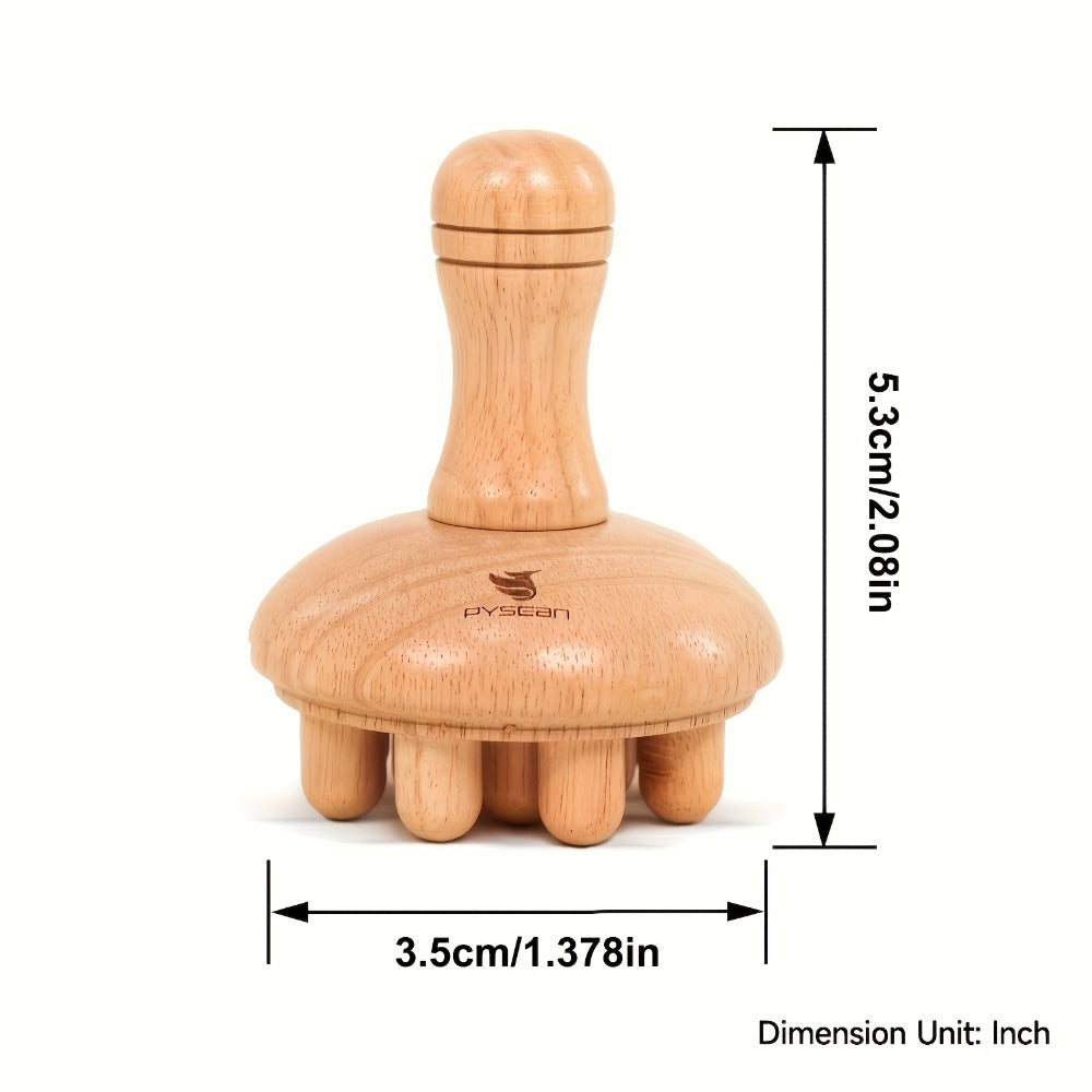 Wooden Mushroom Massager Anti-Cellulite Lymphatic Drainage Wood Therapy Body Massage Tool Ergonomic Handheld Natural Wood for Back Neck Thighs Legs Abdomen Self Care Gift for Women