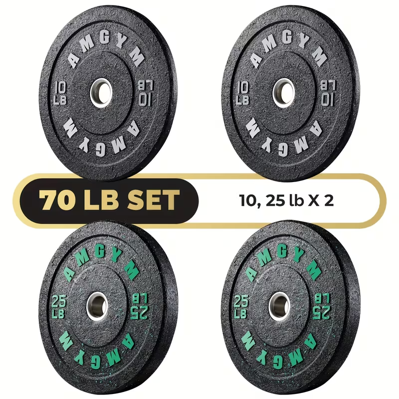Bumper Plates Colored Rubber Weight Plates – 2-Inch Olympic Barbell Plates for Weightlifting & Strength Training, High Bounce Floor Protection, Low Odor, Non-Slip Surface, Home Gym & Commercial Gym
