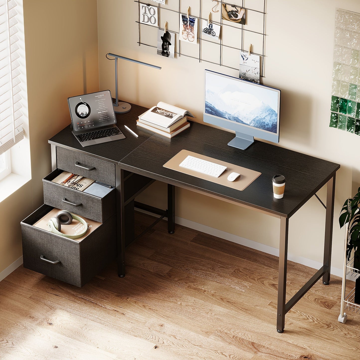 Computer Desk shown in the Black, 48 Inches option