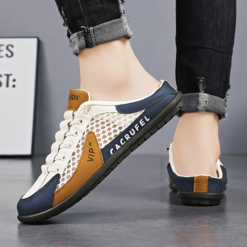 Men's Lightweight Slip-On Sneakers - Cushioned Insole and Fabric Upper