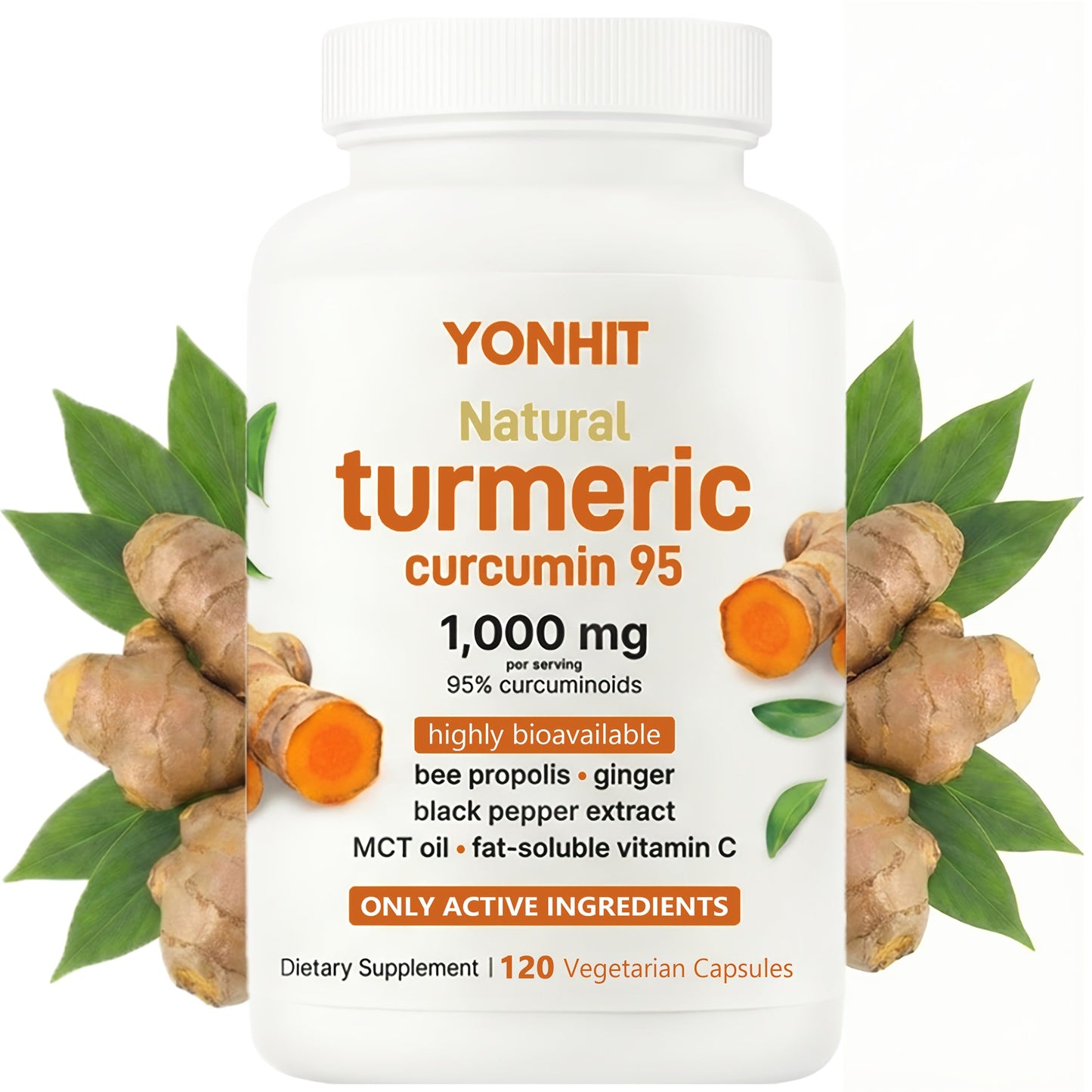 Turmeric Curcumin 95% Curcuminoids with Black Pepper & MCT Oil – Maximum Absorption, Zero Fillers, Anti-Inflammatory Joint & Immune Support for Women & Men, 120 Plant-Based Capsules