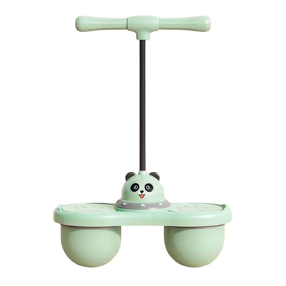 Kids Cartoon Panda Jumping Ball with Handle – Double Bouncy Ball Balance Training Toy, 24.6" Size, Durable TPR+PP, Includes Gas Cylinder & Needle | Pink & Green | Outdoor Fun Gift