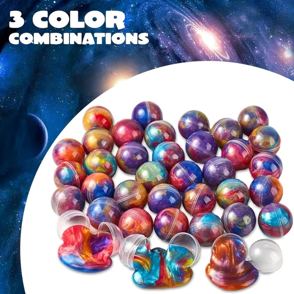 Galaxy Slime Balls 36 Pack Party Favors – Non-Sticky Bendable Slime Spheres for Kids Birthday, Classroom Rewards, Halloween & Holiday Goodie Bags