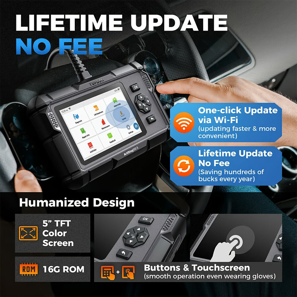 AD500S OBD2 Scanner for Vehicle Diagnostics, Capable of Reading Engine, ABS, SRS, And Transmission Codes, Along with Five Reset Services