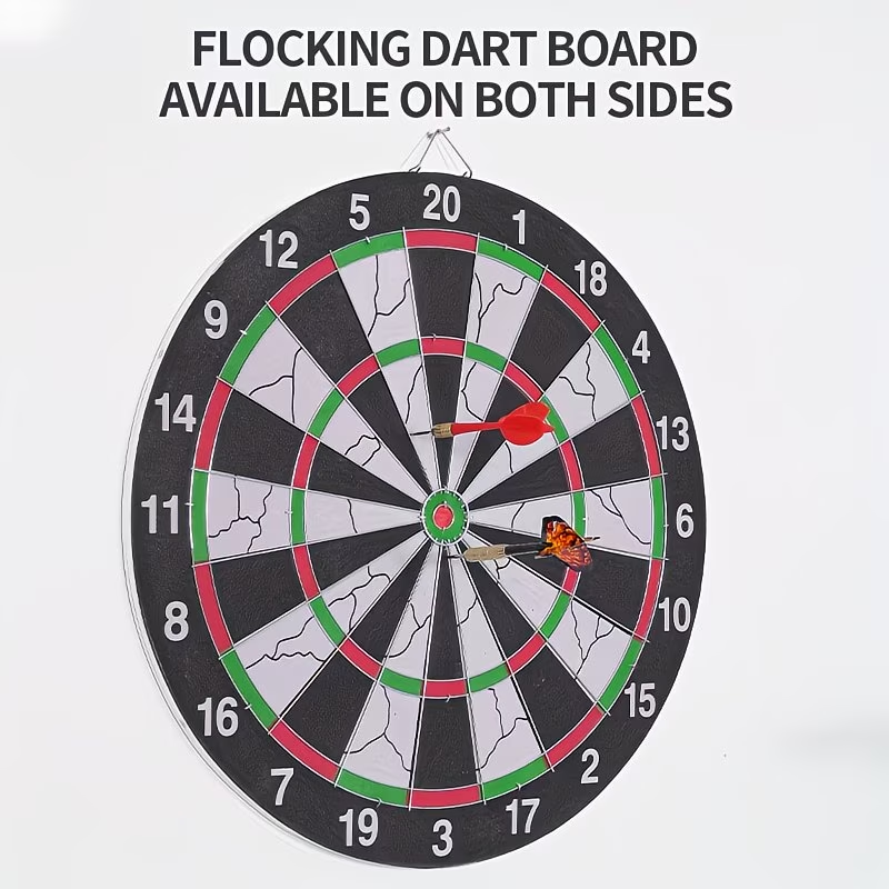 Dartboard Set with 6 Steel Tip Darts – 17 Inch Hanging Dart Board for Indoor Game Room, Holiday Party, Family Fun Night