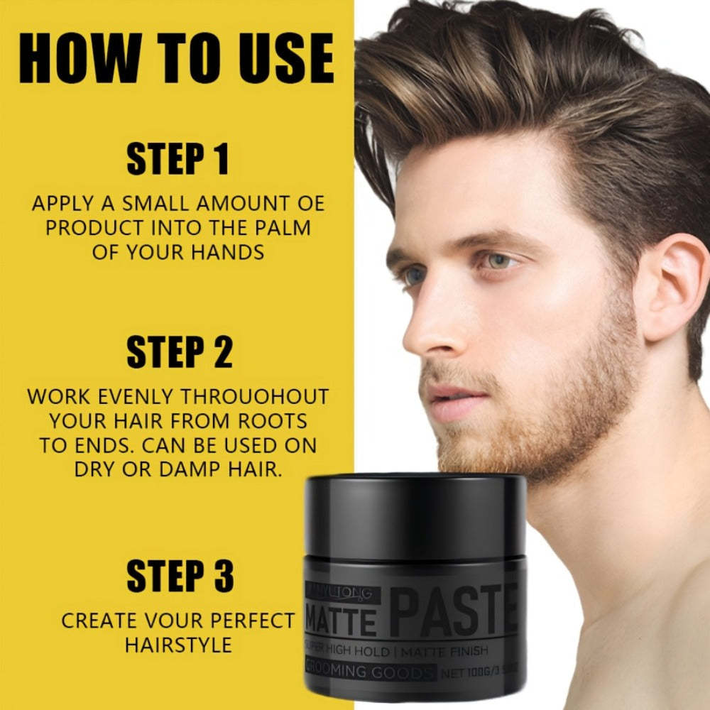 Matte Hair Paste for Men 100g | Non-Greasy Medium Hold Styling Cream with Plant Squalane & Argan Oil | Natural Finish No Residue | Salon Quality Hair Wax Alternative for All Hair Types 3.53oz