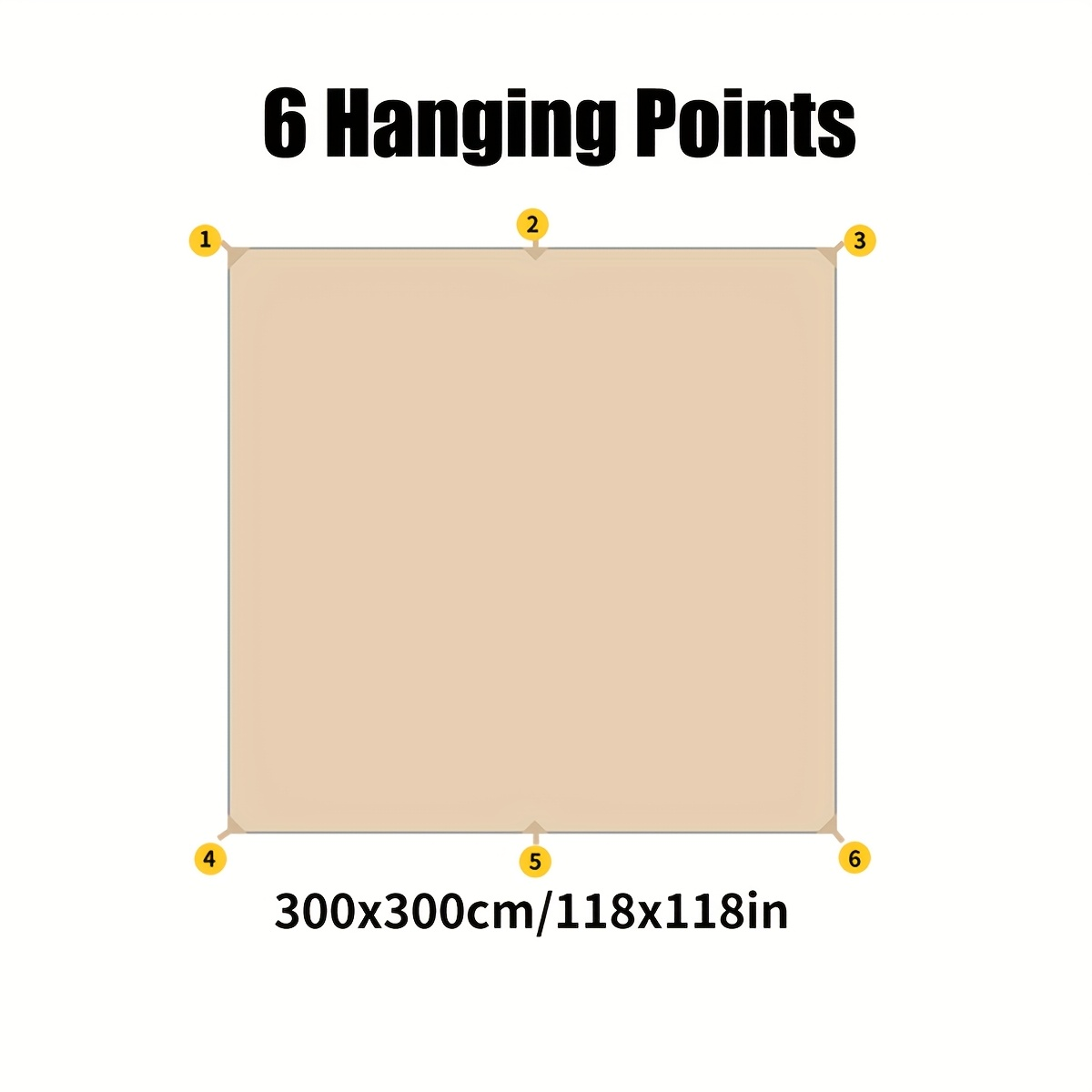 Camping Sunshade Tarp Multi-Function Sun Shelter Canopy - 19 Hanging Points or 6 Tie-Down Points, 300x300cm & 300x400cm, Waterproof Shade Cloth for Hiking Mountaineering Camping Travel Outdoor Party
