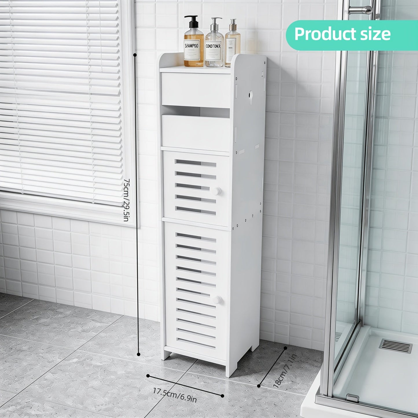 Bathroom Storage Cabinet shown in the White, Double doors option