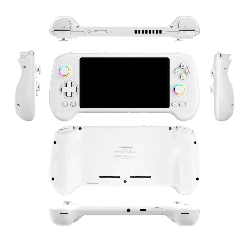 Anbernic RG557 Android 14 AMOLED Retro Handheld Game Console 5.48-Inch 1080p Dimensity 8300 12GB RAM 256GB WiFi 6E 5500mAh Hall Effect Triggers RGB Joystick Gaming Gift