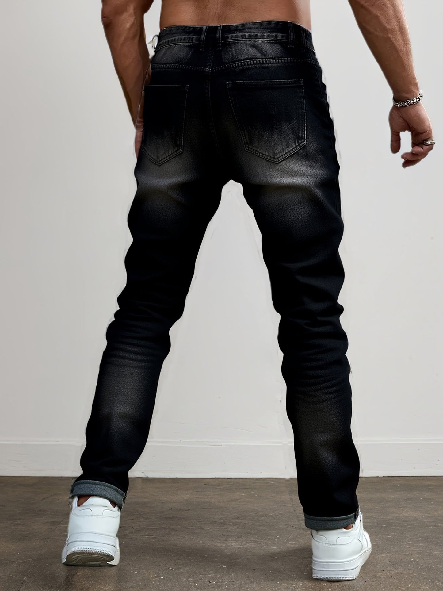 Men's Skinny Jeans - Classic Wash Distressed
