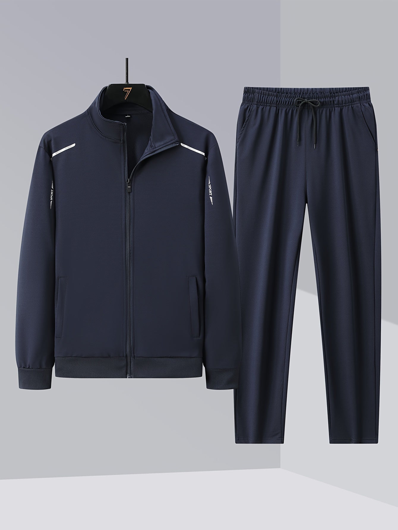 Men's Tracksuit Jacket and Pants Set - Zip Detail Everyday Style