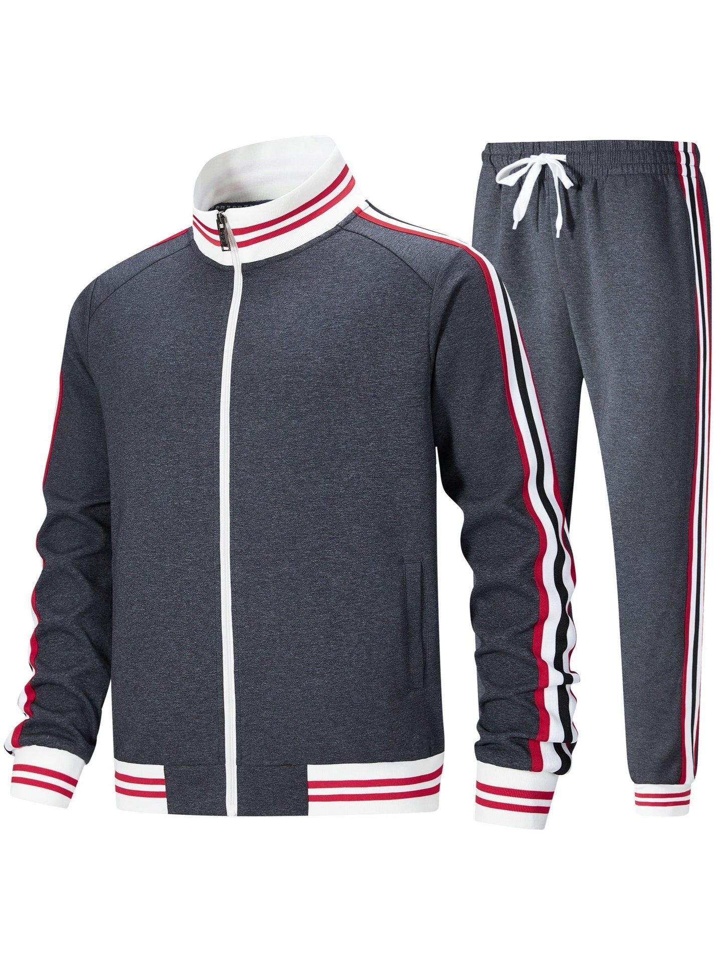 Men's Tracksuit Jacket and Pants Set - Zip Detail Everyday Urban Edition