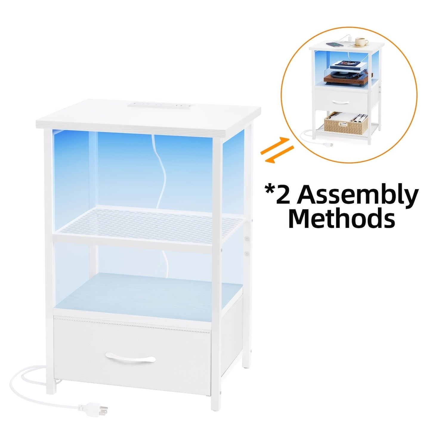 Nightstand shown in the 1pc-1 Drawer-White option