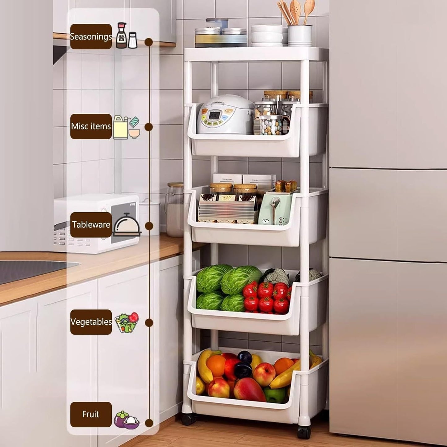 Narrow Rolling Carts And Storage Organizers with Locking Wheels and Secure Lid detail image - detail view 27