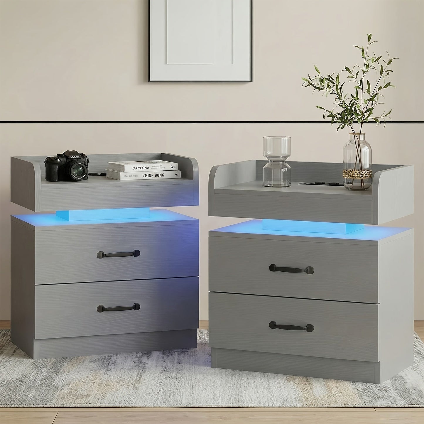 Nightstand shown in the Grey, 2pcs/set option