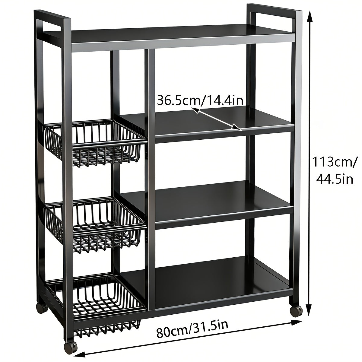 Baker's Rack shown in the 3 baskets, length 80cm/31.5in option