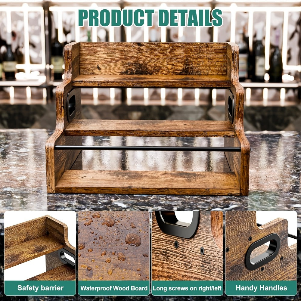 Solid Wood Countertop Bottle Display Shelf for Living Room and Kitchen detail image - detail view 15