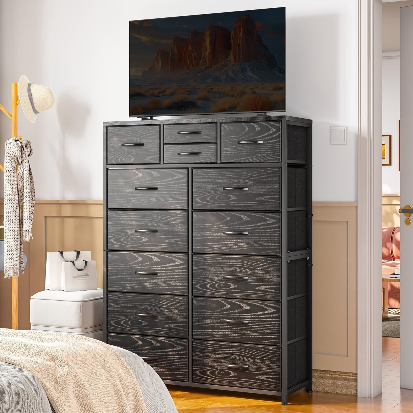 Dresser shown in the Black Wood Grain option