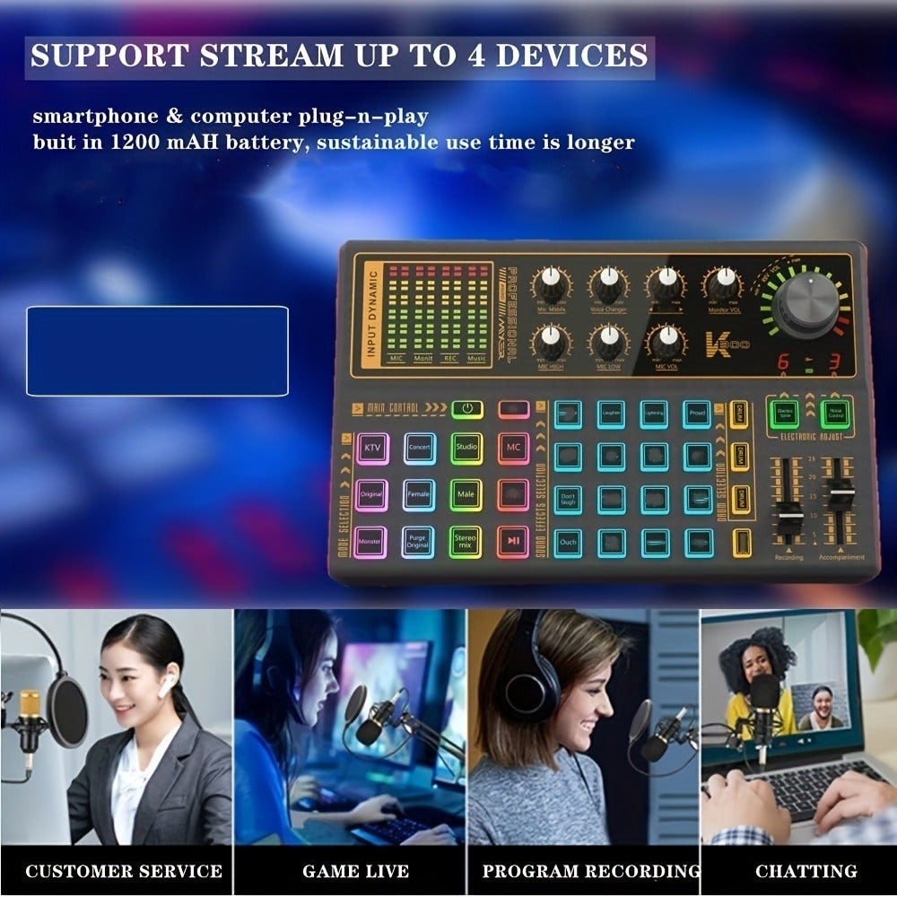 USB Audio Interface, 3.5mm, USB, Rechargeable, Podcast, Equipment for Recording detail image - detail view 7