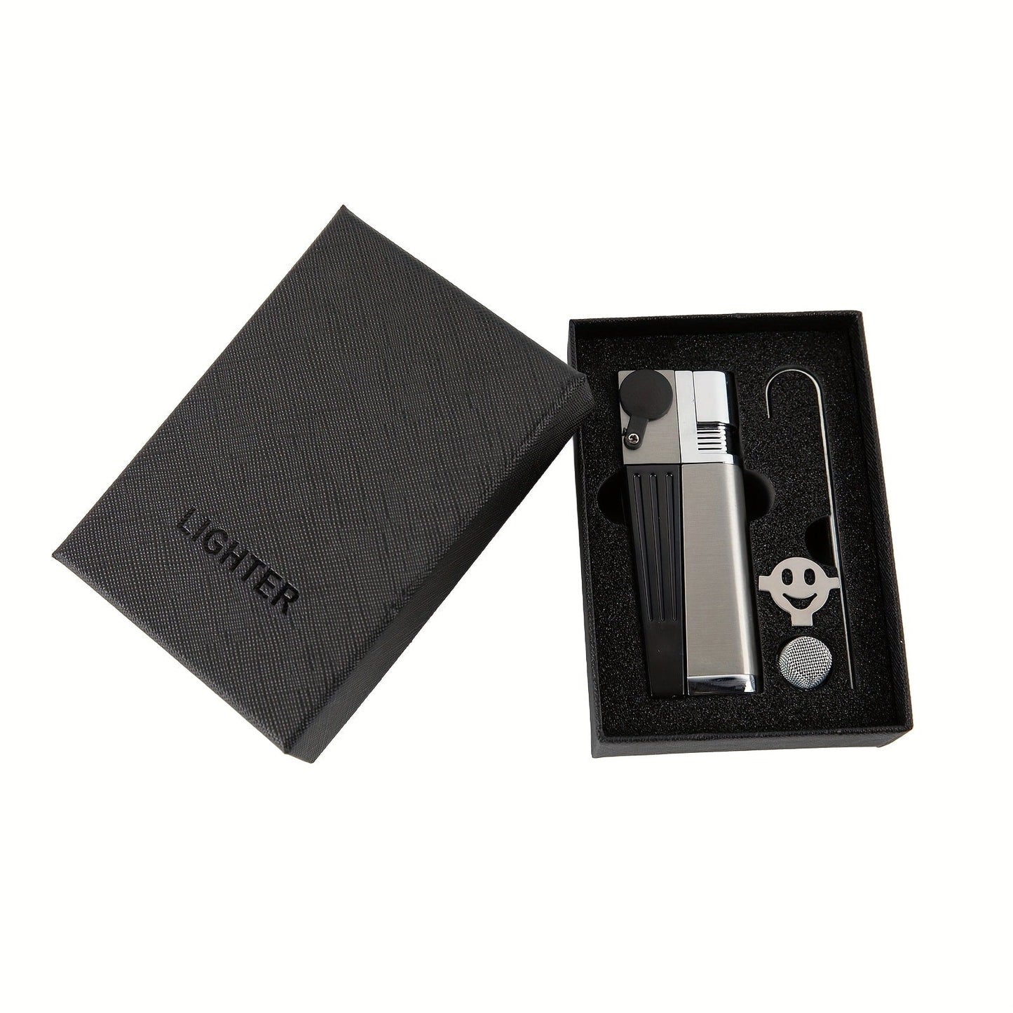 Folding Pipe Lighter Refillable 2-in-1 with Adjustable Flame, Metal-Crafted Durable Design, Gift Box Included – Windproof Butane Lighter for Men, Outdoor, Christmas & Valentine’s Day Gift
