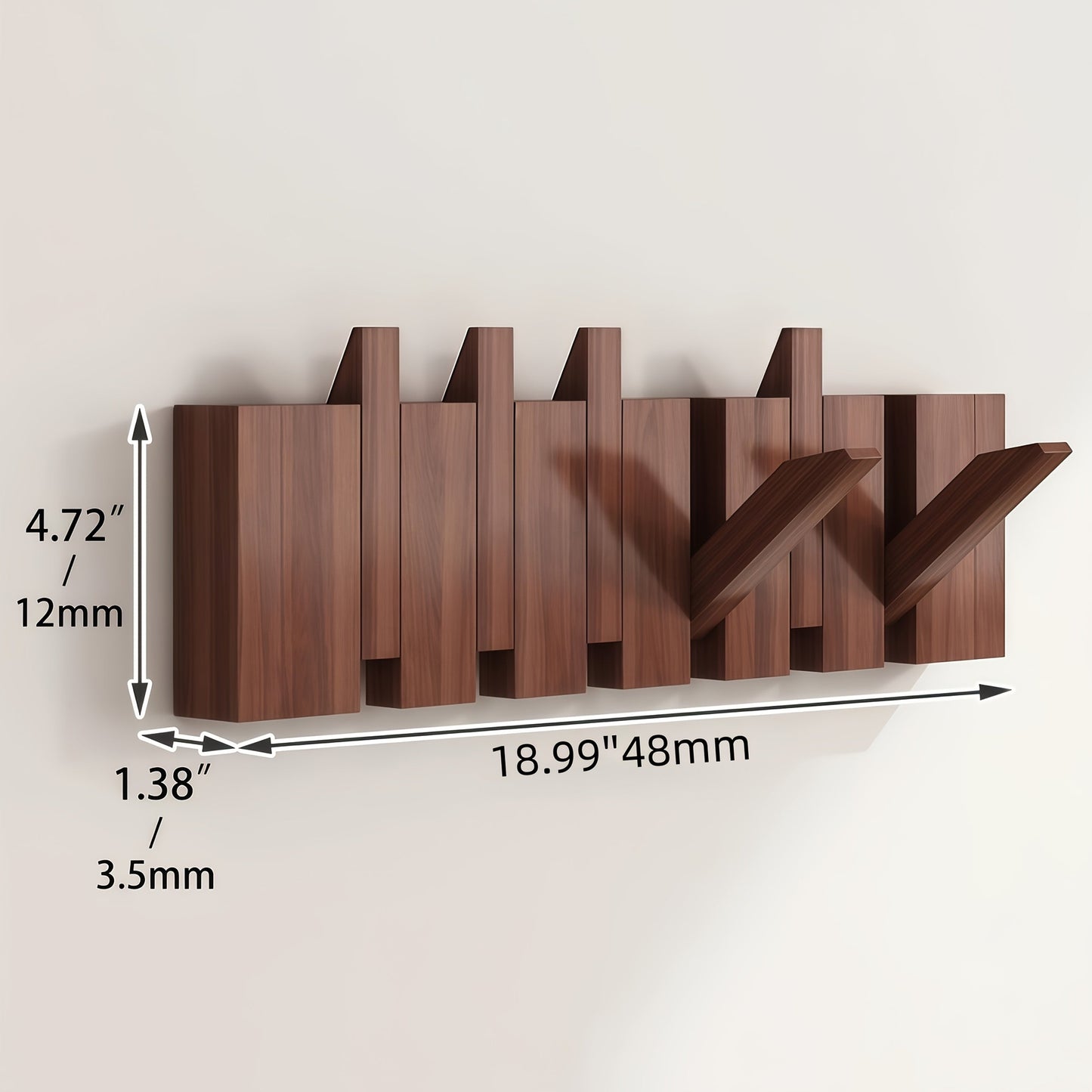 Coat Rack shown in the Walnut, 6 Hooks option