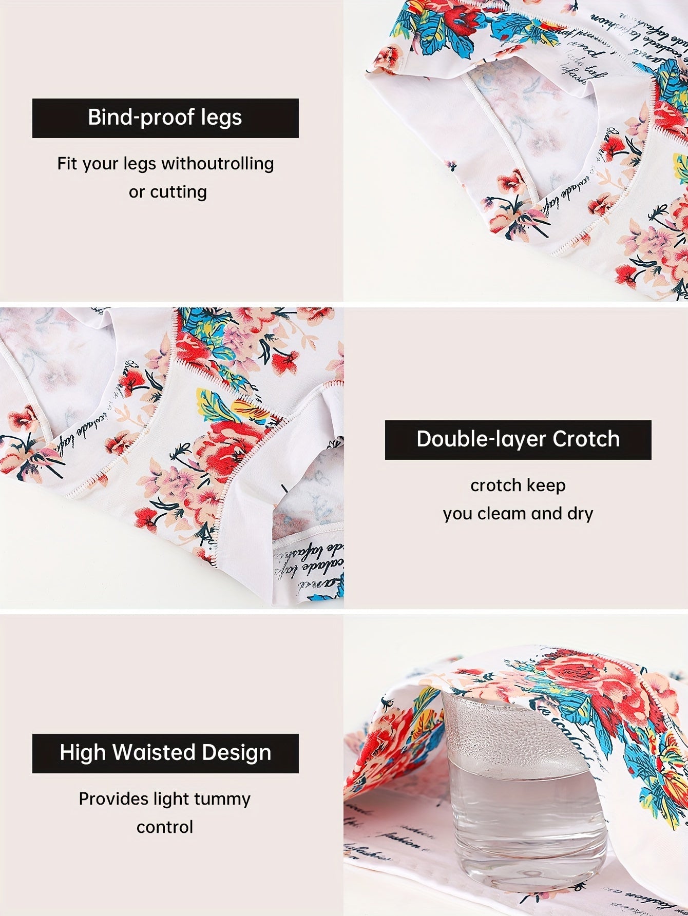 Women's 4-Pack Briefs - Floral Print Daily Comfort